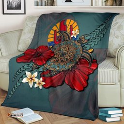 Tahiti Premium Blanket - Blue Turtle Tribal A24