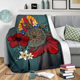 Tahiti Premium Blanket - Blue Turtle Tribal A24