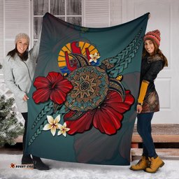 Tahiti Premium Blanket - Blue Turtle Tribal A24