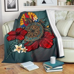 Tahiti Premium Blanket - Blue Turtle Tribal A24