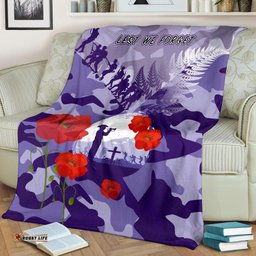 Love New Zealand Premium Blanket - Fern and Camouflage Anzac Lest We Forget Premium Blanket K13