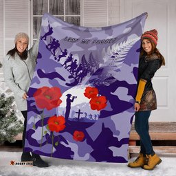 Love New Zealand Premium Blanket - Fern and Camouflage Anzac Lest We Forget Premium Blanket K13