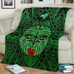 Integrity Maori Ta Moko Premium Blanket Kiwi and Paua Green K13