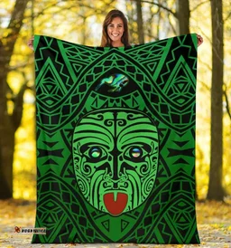 Integrity Maori Ta Moko Premium Blanket Kiwi and Paua Green K13