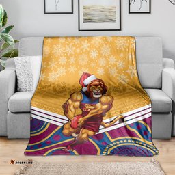 custom brisbane lions football christmas blanket merry xmas 2023 mix aboriginal art