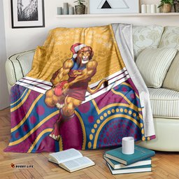 custom brisbane lions football christmas blanket merry xmas 2023 mix aboriginal art