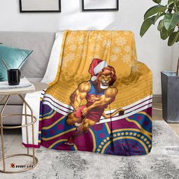 custom brisbane lions football christmas blanket merry xmas 2023 mix aboriginal art