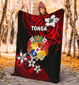 Mate Ma'a Tonga Rugby Premium Blanket Polynesian Unique Vibes - Red