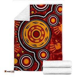 australia aboriginal inspired blanket aboriginal dot art connection concept with handprints