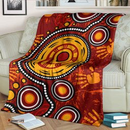 australia aboriginal inspired blanket aboriginal dot art connection concept with handprints