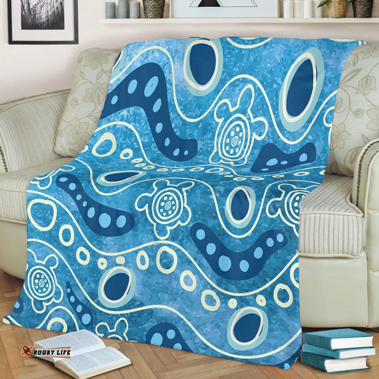 Australia Aboriginal Blanket - River With Aboriginal Dot Art Inspired Blanket