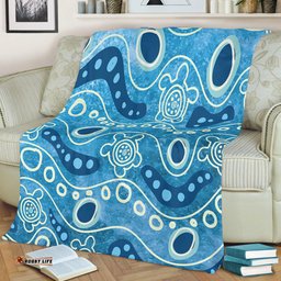 Australia Aboriginal Blanket - River With Aboriginal Dot Art Inspired Blanket