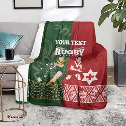 Custom Mate Maa Tonga And Kangaroo Australia Blanket Tongan Kupesi Mix Aboriginal Art