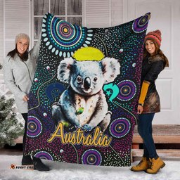 Australia Aboriginal Inspired Blanket Australia Aboriginal Inspired Blanket Australian koala dot art background