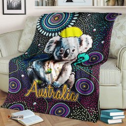Australia Aboriginal Inspired Blanket Australia Aboriginal Inspired Blanket Australian koala dot art background