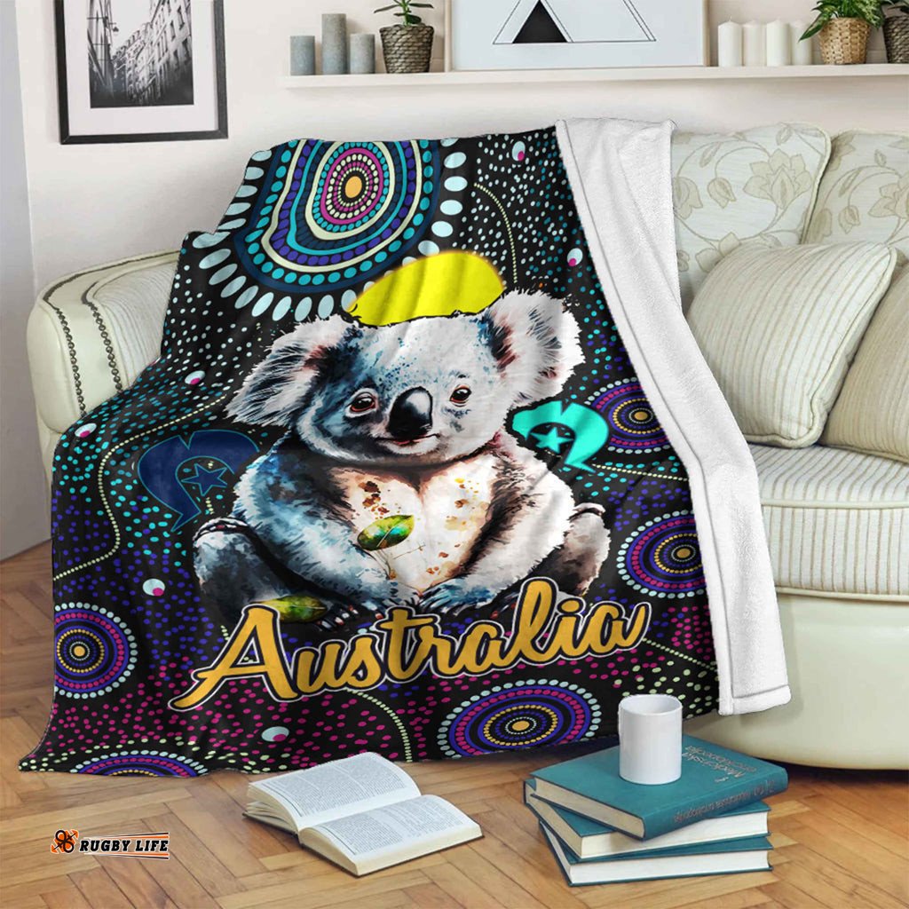 Australia Aboriginal Inspired Blanket Australia Aboriginal Inspired Blanket Australian koala dot art background