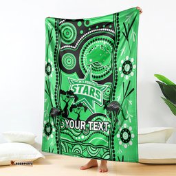 Custom Melbourne Stars Cricket Blanket Happy Australia Day Aboriginal Art