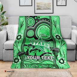 Custom Melbourne Stars Cricket Blanket Happy Australia Day Aboriginal Art