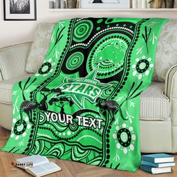 Custom Melbourne Stars Cricket Blanket Happy Australia Day Aboriginal Art
