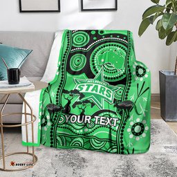 Custom Melbourne Stars Cricket Blanket Happy Australia Day Aboriginal Art