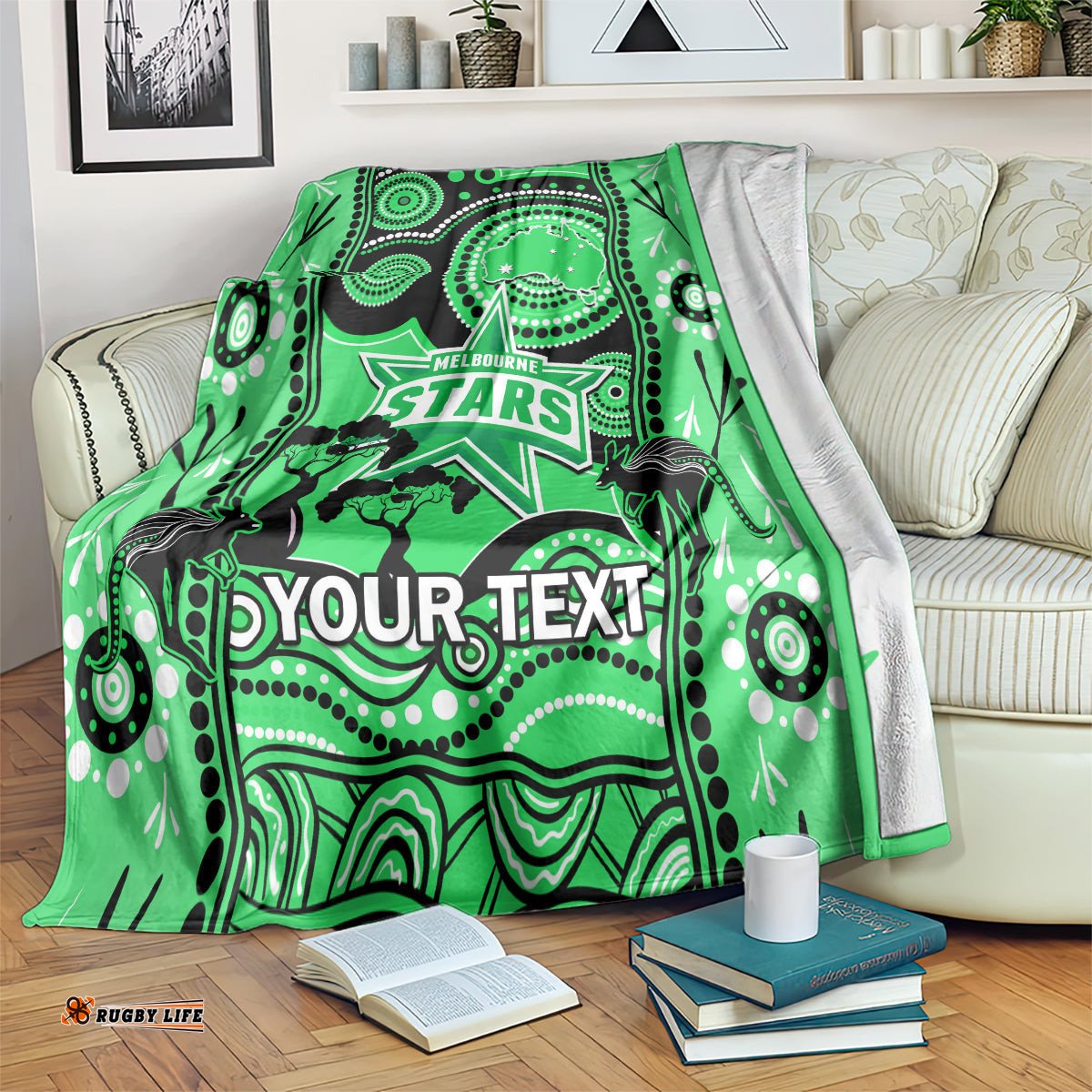 Custom Melbourne Stars Cricket Blanket Happy Australia Day Aboriginal Art