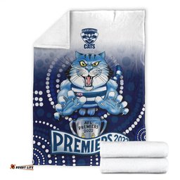 cats football premium blanket aboriginal australian premiers 2022 proud geelong cartoon