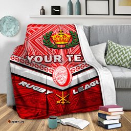 Custom Personalised Tonga Rugby Mate Ma'a Tonga Tapa Pattern Blanket