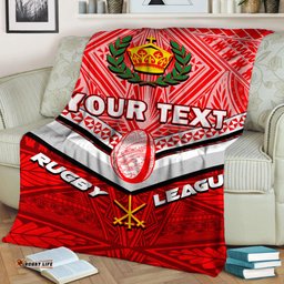 Custom Personalised Tonga Rugby Mate Ma'a Tonga Tapa Pattern Blanket