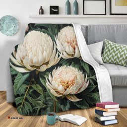Australia Waratah Blanket - White Waratah Flowers Fine Art Ver2 Blanket