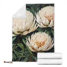 Australia Waratah Blanket - White Waratah Flowers Fine Art Ver2 Blanket