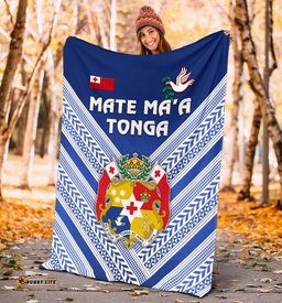 Mate Ma'a Tonga Rugby Premium Blanket Polynesian Creative Style - Blue