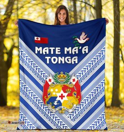 Mate Ma'a Tonga Rugby Premium Blanket Polynesian Creative Style - Blue