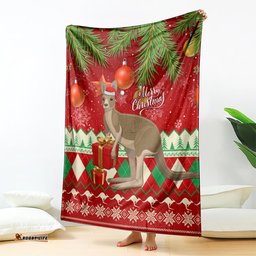 Australia Christmas Blanket Aussie Kangaroo Santa Merry Xmas