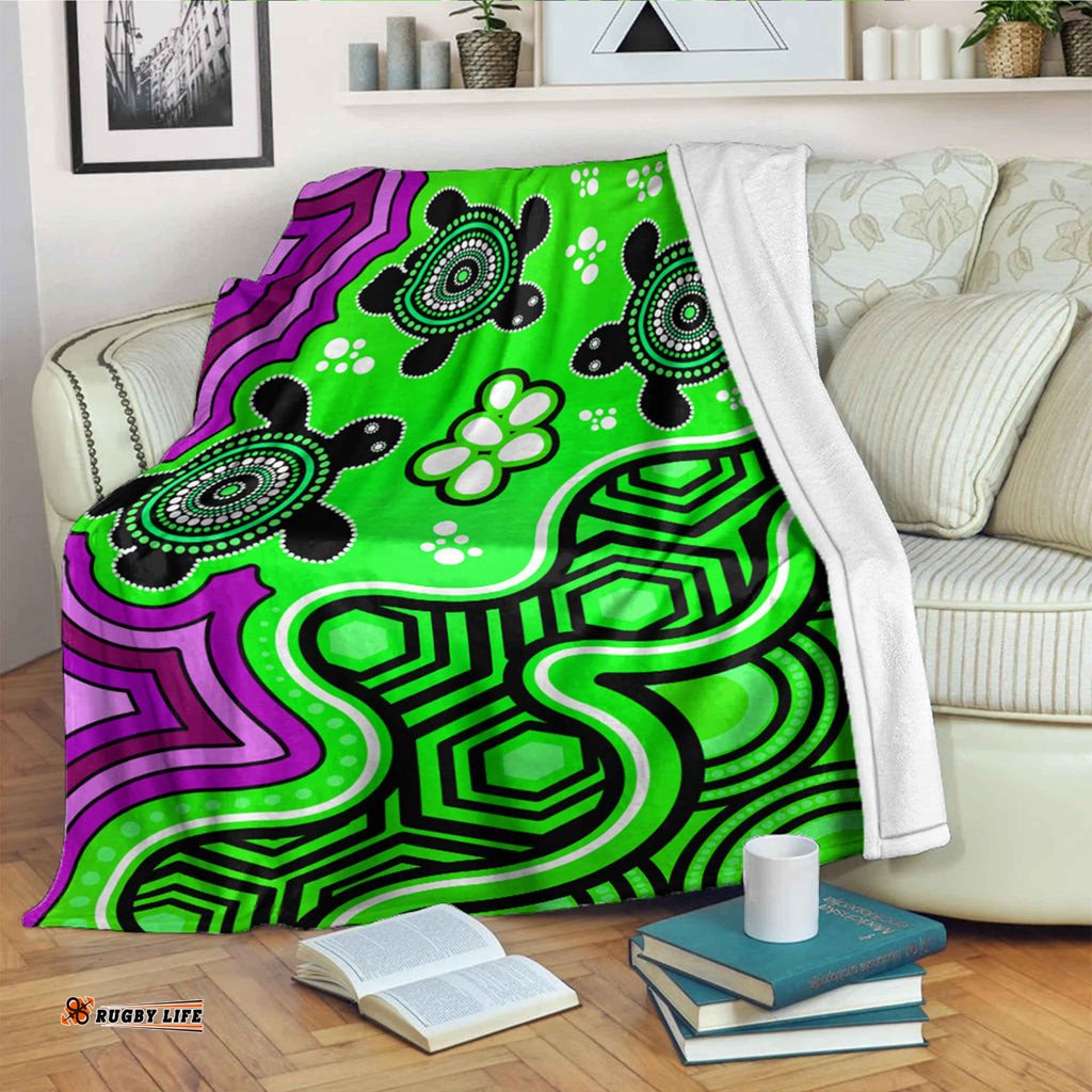 Australia Aboriginal Inspired Blanket Aboriginal dot art painting with turtle