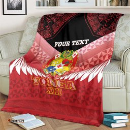 Custom Mate Maa Tonga XIII Blanket Tongan Kupesi Ngatu - Rugby Style