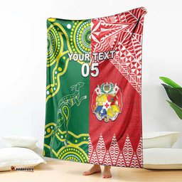 Custom Tonga XIII And Australia Kangaroos Blanket Mate Maa Tongan Ngatu With Aboriginal