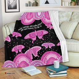 Australia Animals Aboriginal Blanket - Your Wings Already Exist Aboriginal Pink Butterflies Art Inspired Blanket