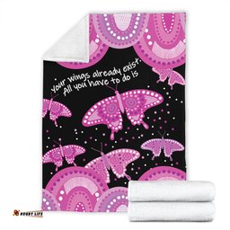 Australia Animals Aboriginal Blanket - Your Wings Already Exist Aboriginal Pink Butterflies Art Inspired Blanket