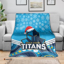 custom titans rugby christmas blanket merry xmas 2023 mix aboriginal art