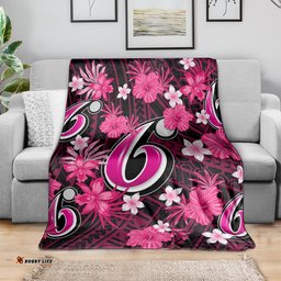 Australian Sixers Cricket Blanket Baeuty Pacific Hibiscus and Polynesian Pattern