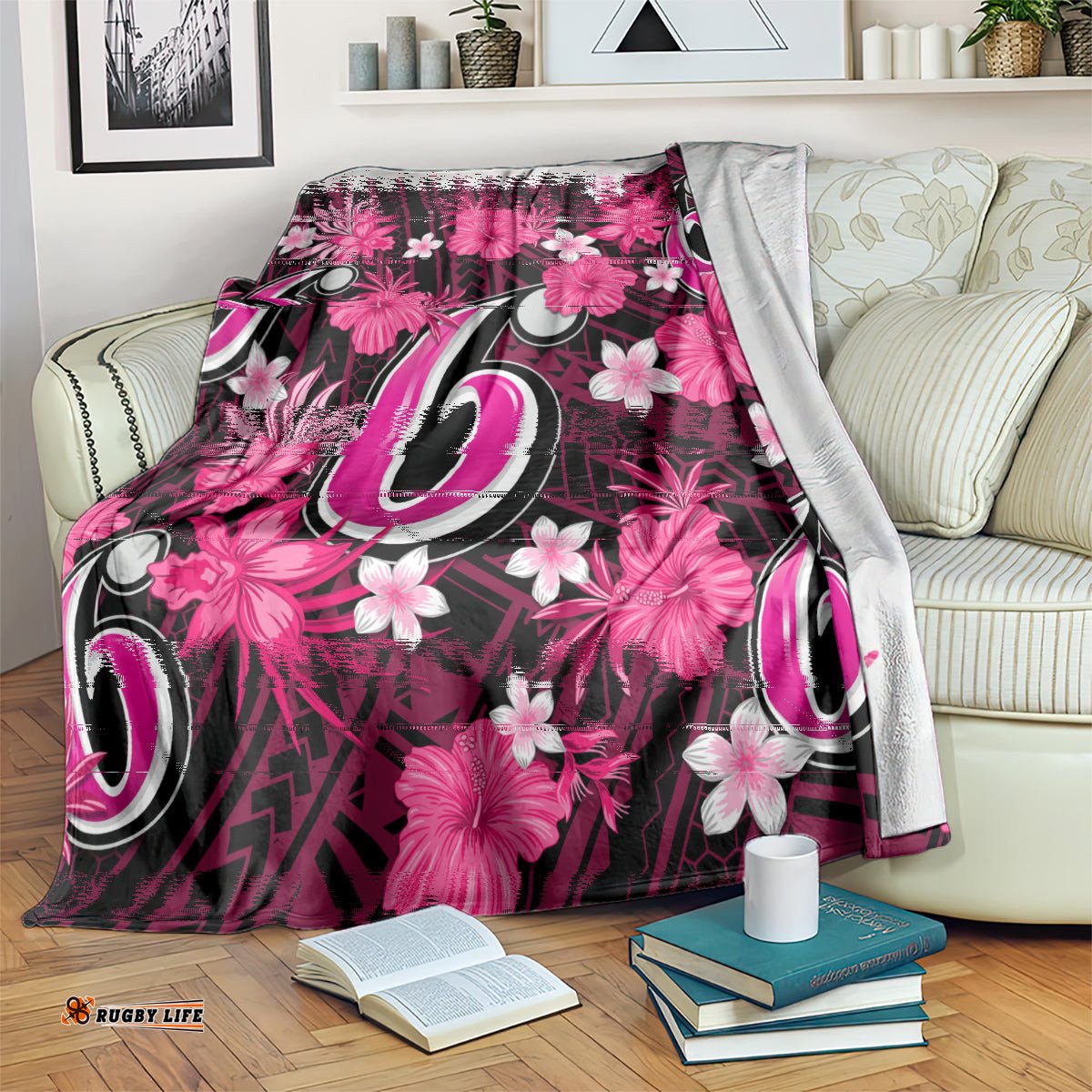 Australian Sixers Cricket Blanket Baeuty Pacific Hibiscus and Polynesian Pattern