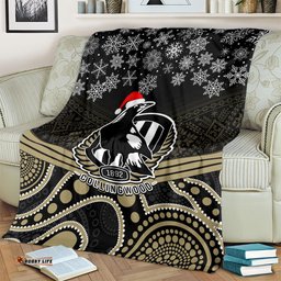 custom collingwood football christmas blanket merry xmas 2023 mix aboriginal art