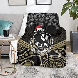 custom collingwood football christmas blanket merry xmas 2023 mix aboriginal art