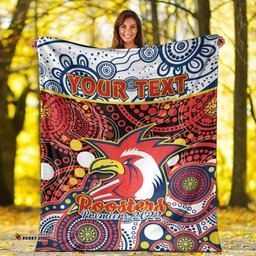 Custom Personalised Roosters Rugby Premium Blanket Easts 1908 Aboriginal Artsy Premiers Ver.01