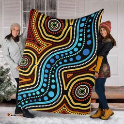 Australia Aboriginal Inspired Blanket Aboriginal dot art river connection concept