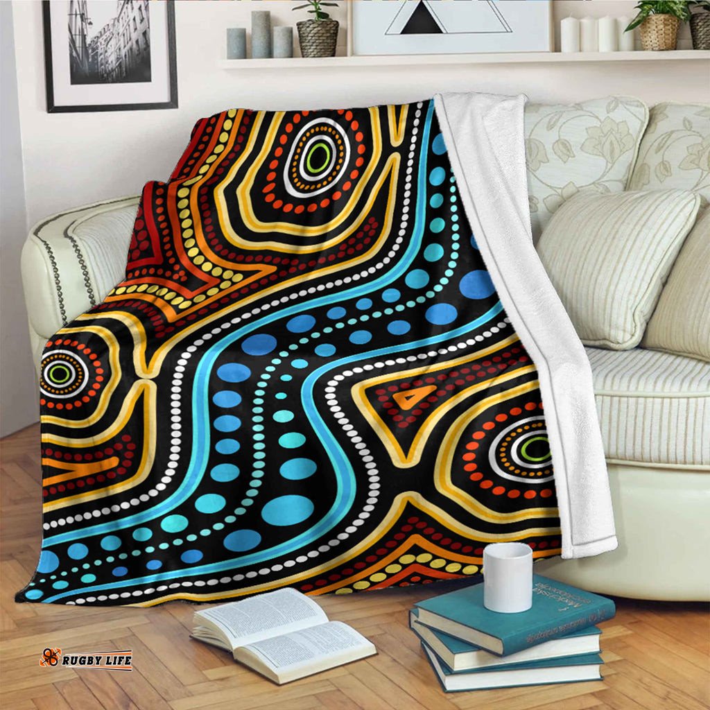 Australia Aboriginal Inspired Blanket Aboriginal dot art river connection concept