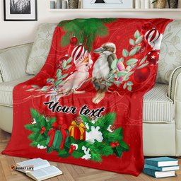 Personalised Kookaburra Lover Blanket Australia Merry Christmas Aboriginal Red Style