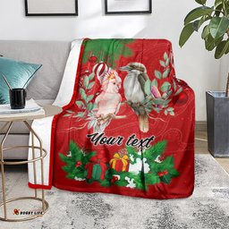 Personalised Kookaburra Lover Blanket Australia Merry Christmas Aboriginal Red Style