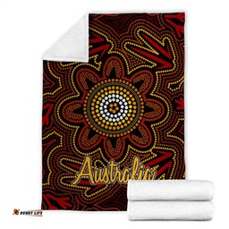 Australia Aboriginal Inspired Blanket Aboriginal inspired dot art background with kangaroo footprints