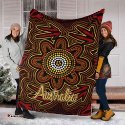 Australia Aboriginal Inspired Blanket Aboriginal inspired dot art background with kangaroo footprints